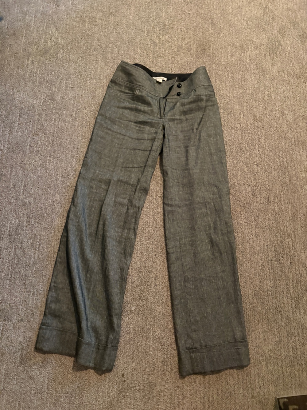 White House Black Market Gray Boot-Cut Linen Blend Pants